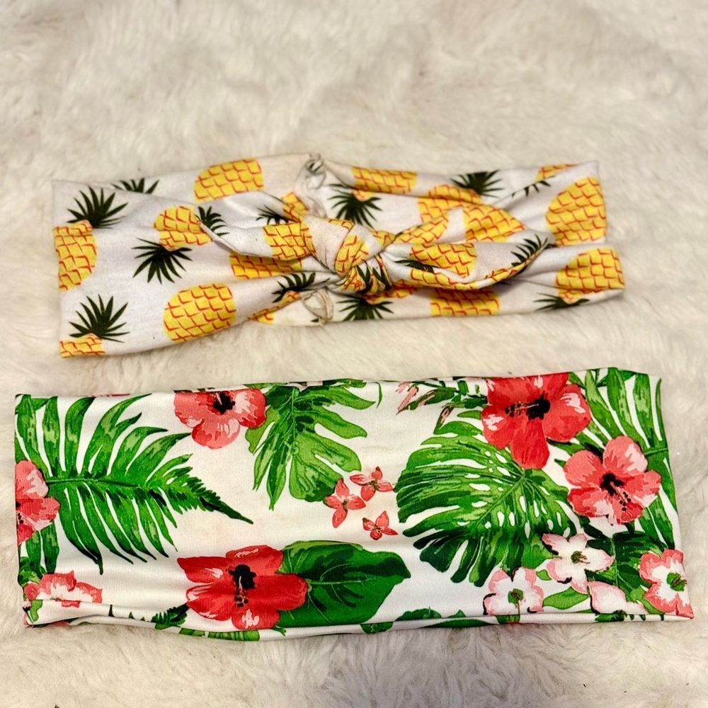 🌺 Tropical Headband Set - Pineapple and Floral 🌺